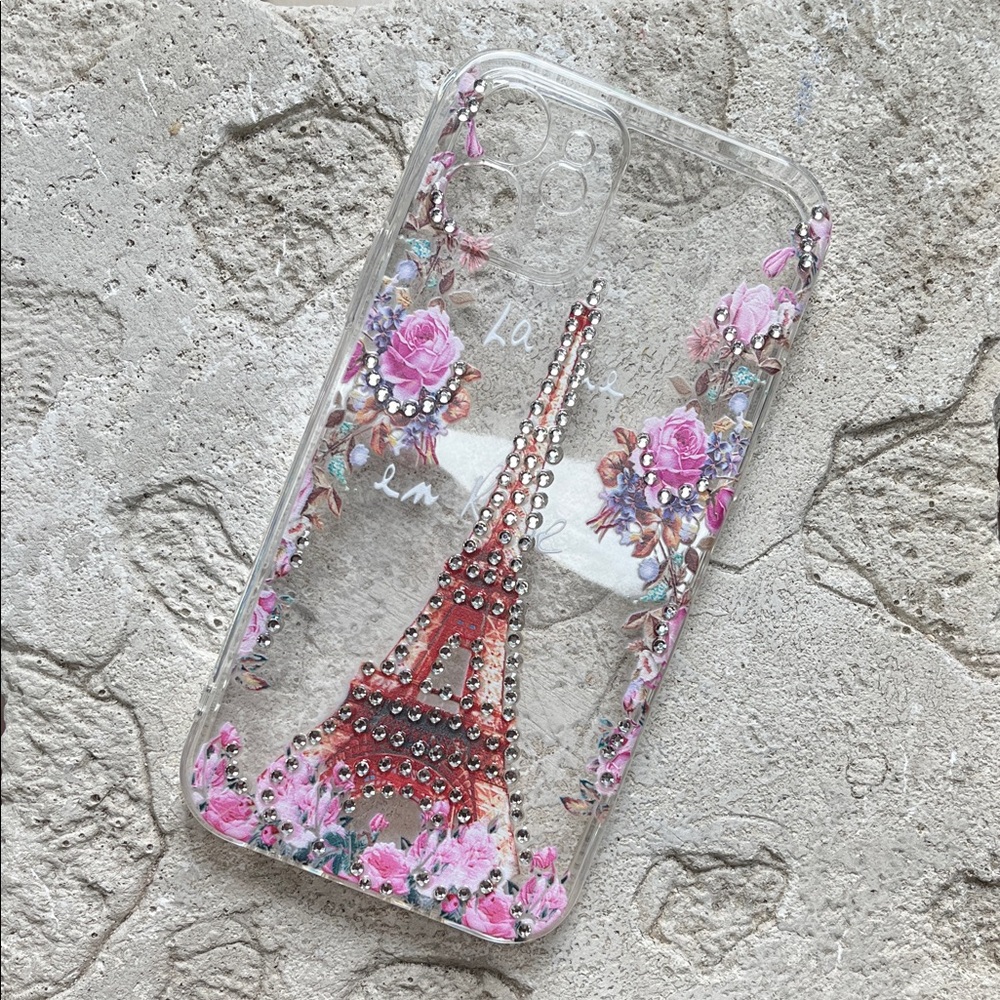 Floral Eiffel Tower Clear Phone Case